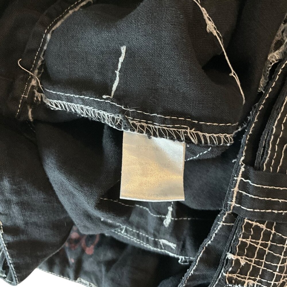 Pete & Greta Johnny Was Marika Cargo Pants Black Size 4 100% Linen Pockets - Picture 9 of 9
